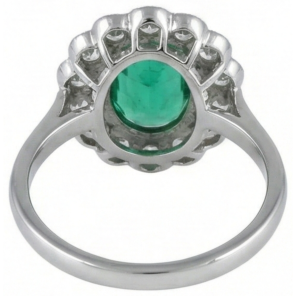 3.75 Carats Oval Green Emerald GIA With Natural Earth Mined Diamond Engagement Ring White Gold 14K