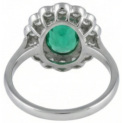 3.75 Carats Oval Green Emerald GIA With Natural Earth Mined Diamond Engagement Ring White Gold 14K