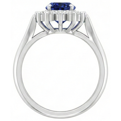 3.75 Carats Oval Tanzanite With Round Natural Earth Mined Diamonds Ring White Gold 14K