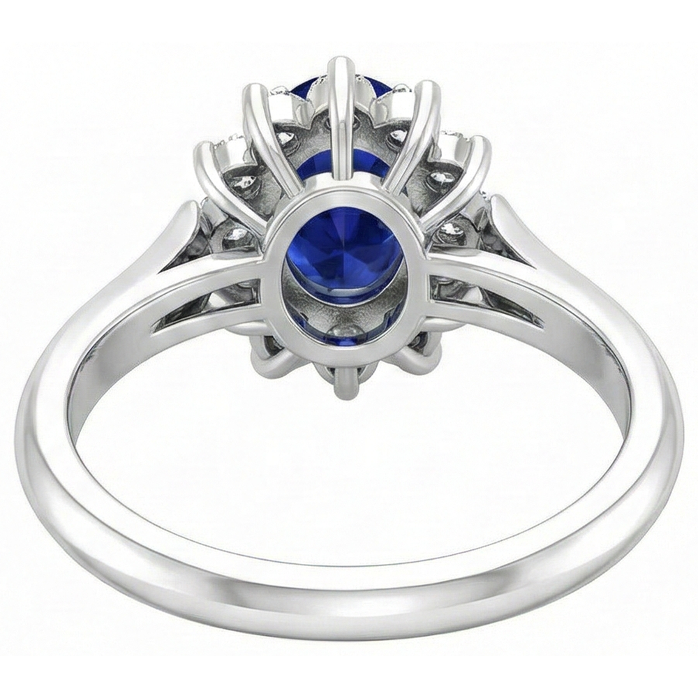 3.75 Carats Oval Tanzanite With Round Natural Earth Mined Diamonds Ring White Gold 14K