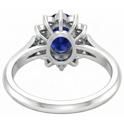 3.75 Carats Oval Tanzanite With Round Natural Earth Mined Diamonds Ring White Gold 14K