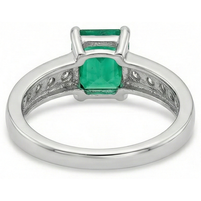 3.75 Ct Green Emerald GIA And Natural Earth Mined Diamond Ring Solitaire With Accents