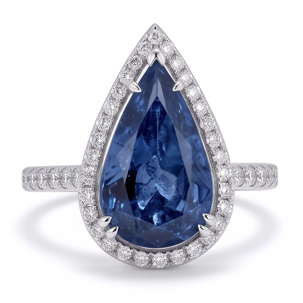 3.75 Ct. Pear Round Natural Earth Mined Diamonds Ring Gemstone White Gold