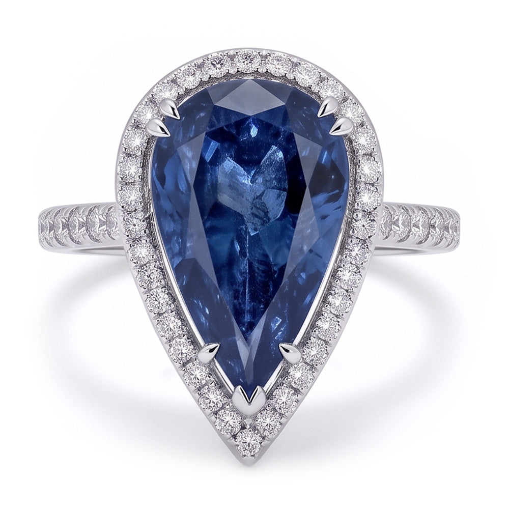 3.75 Ct. Pear Round Natural Earth Mined Diamonds Ring Gemstone White Gold