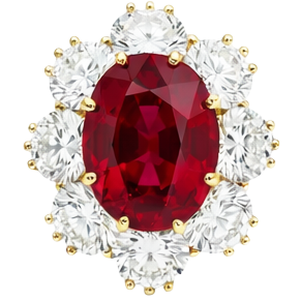 3.75 Ct Prong Set Ruby And Natural Earth Mined Diamonds Wedding Ring Gold Yellow 14K