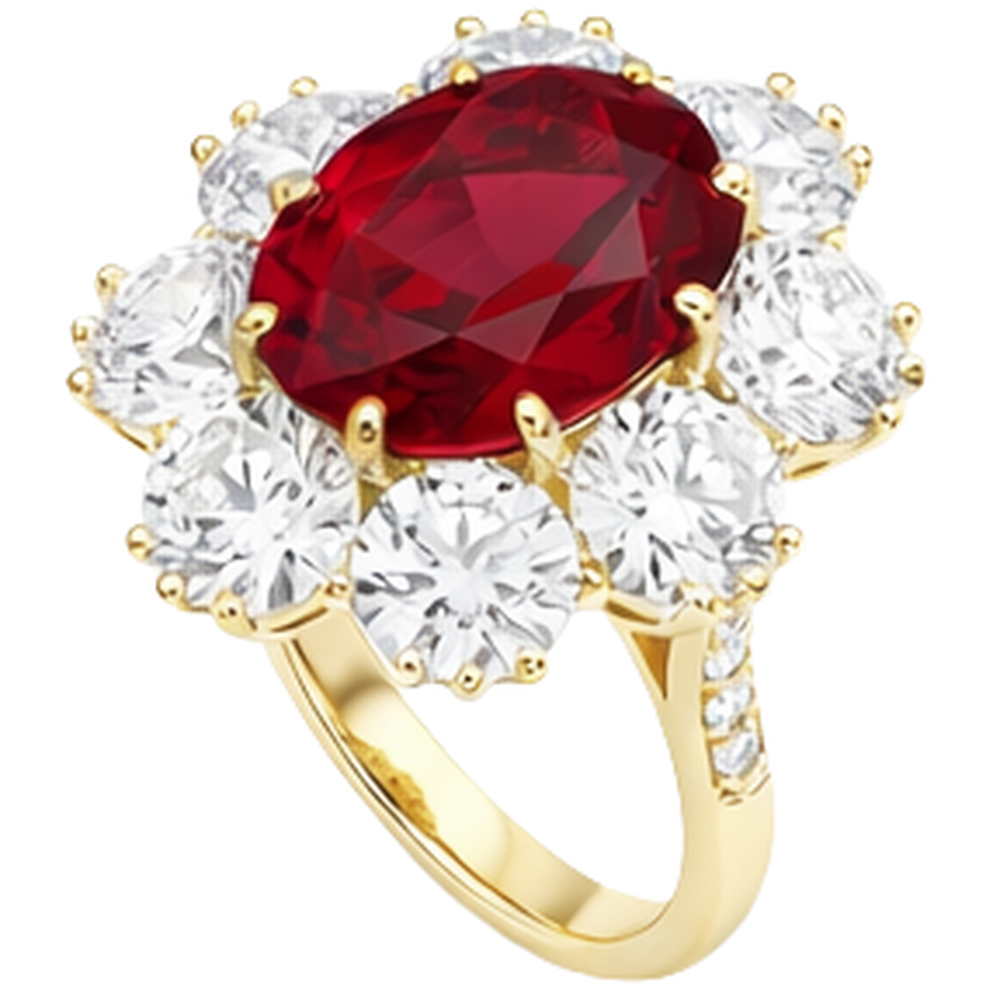3.75 Ct Prong Set Ruby And Natural Earth Mined Diamonds Wedding Ring Gold Yellow 14K