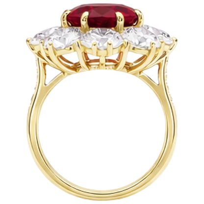3.75 Ct Prong Set Ruby And Natural Earth Mined Diamonds Wedding Ring Gold Yellow 14K