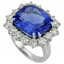 3.75 Ct Ring Sri Lanka Sapphire Cushion And Round Natural Earth Mined Diamonds