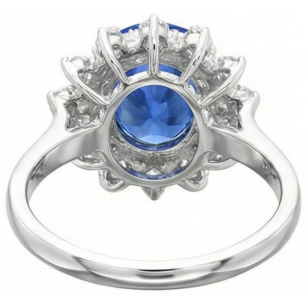 3.75 Ct. Sri Lanka Sapphire Natural Earth Mined Diamonds Ring White Gold 14K
