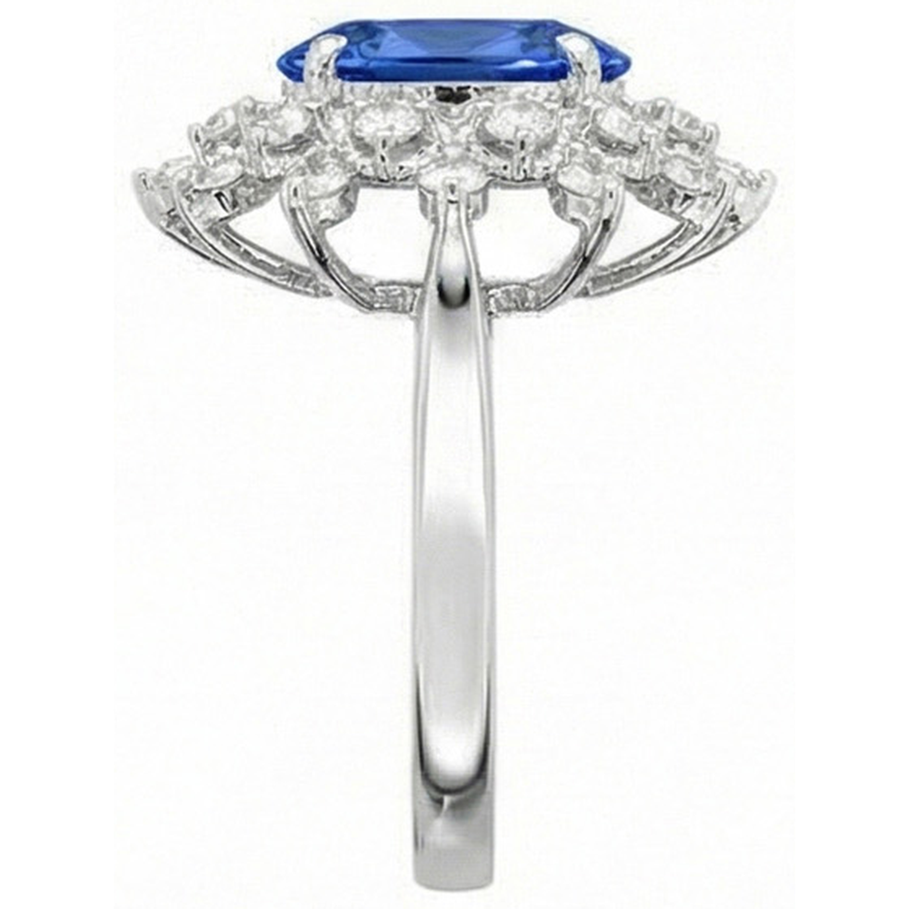 3.75 Ct. Sri Lanka Sapphire Natural Earth Mined Diamonds Ring White Gold 14K