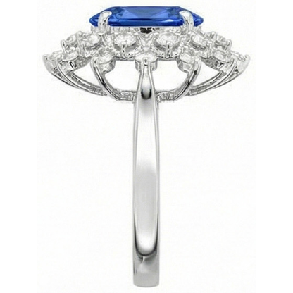 3.75 Ct. Sri Lanka Sapphire Natural Earth Mined Diamonds Ring White Gold 14K
