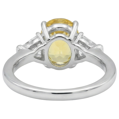 3.75 Ct Yellow Sapphire And Natural Earth Mined Diamonds 3 Stone Ring White Gold 14K
