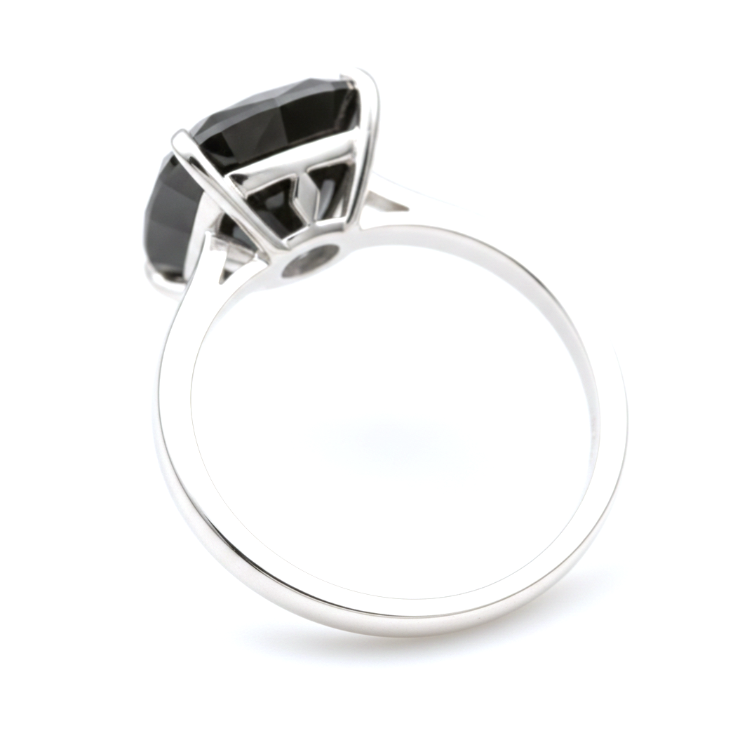 2 Carat Cushion Black Diamond Solitaire Ring Natural 14K White Gold