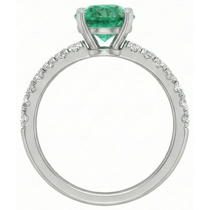 3.80 Carats Green Emerald GIA And Natural Earth Mined Diamonds Ring White Gold 14K
