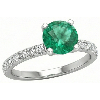 3.80 Carats Green Emerald GIA And Natural Earth Mined Diamonds Ring White Gold 14K