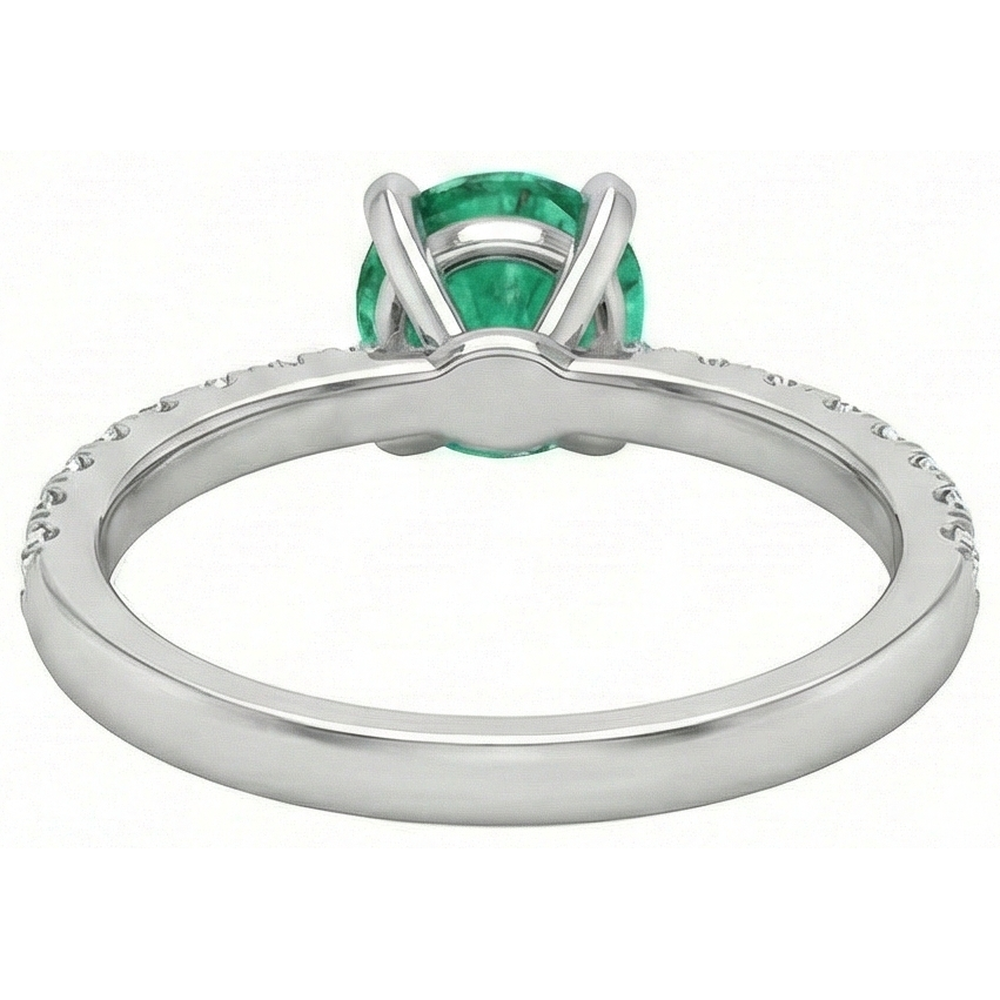 3.80 Carats Green Emerald GIA And Natural Earth Mined Diamonds Ring White Gold 14K