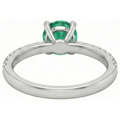 3.80 Carats Green Emerald GIA And Natural Earth Mined Diamonds Ring White Gold 14K