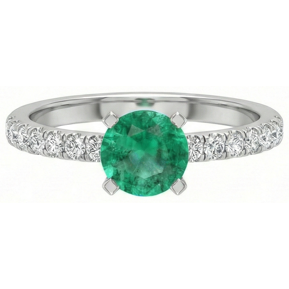 3.80 Carats Green Emerald GIA And Natural Earth Mined Diamonds Ring White Gold 14K