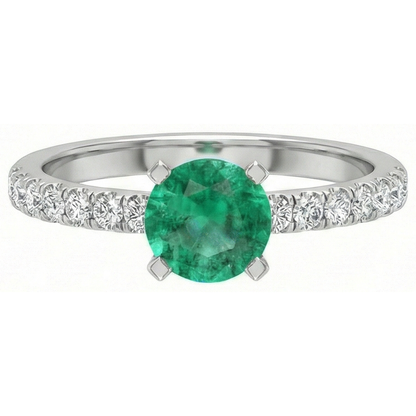 3.80 Carats Green Emerald GIA And Natural Earth Mined Diamonds Ring White Gold 14K