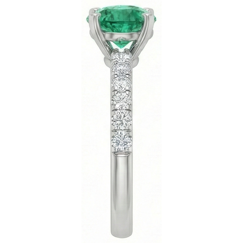 3.80 Carats Green Emerald GIA And Natural Earth Mined Diamonds Ring White Gold 14K