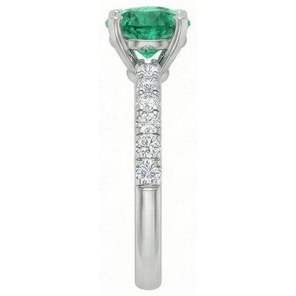 3.80 Carats Green Emerald GIA And Natural Earth Mined Diamonds Ring White Gold 14K
