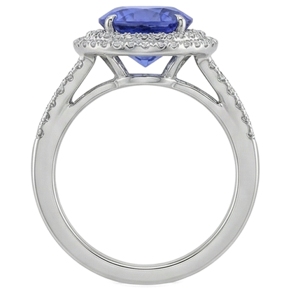 3.80 Ct. Round Cut Tanzanite With Natural Earth Mined Diamonds Wedding Ring Gold White