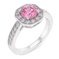 3.91 Carats Anniversary Pink Sapphire Halo Natural Earth Mined Diamond Gemstone Ring