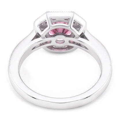 3.91 Carats Anniversary Pink Sapphire Halo Natural Earth Mined Diamond Gemstone Ring