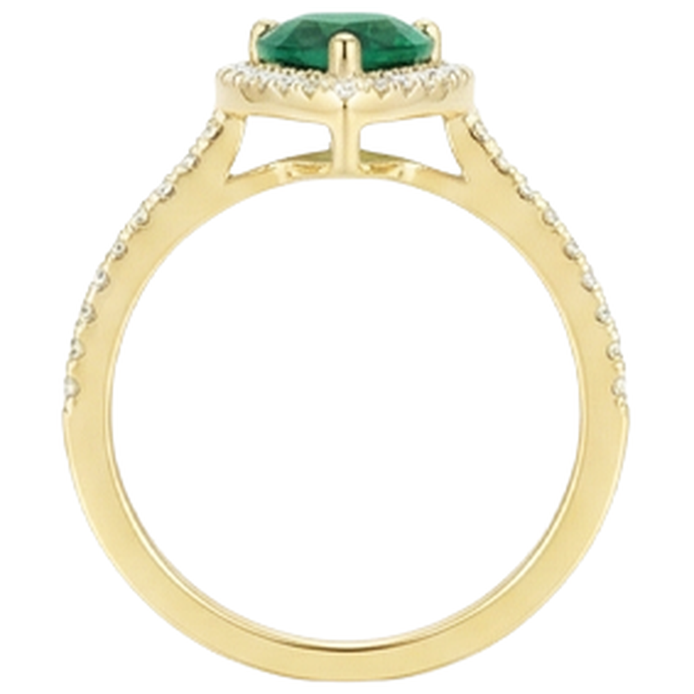 3.95 Ct Pear Shaped Green Emerald GIA With Natural Earth Mined Diamond Engagement Ring