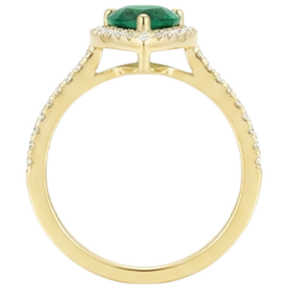 3.95 Ct Pear Shaped Green Emerald GIA With Natural Earth Mined Diamond Engagement Ring