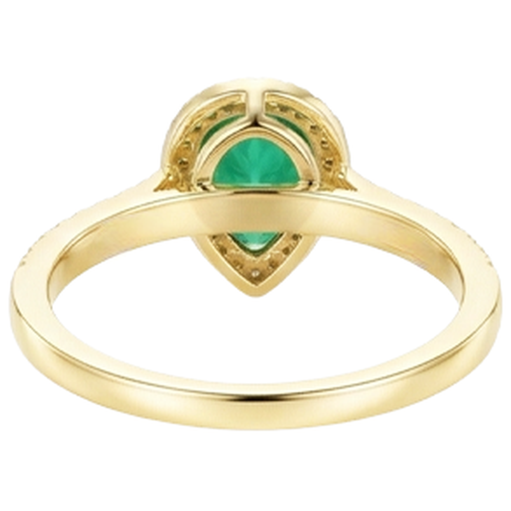 3.95 Ct Pear Shaped Green Emerald GIA With Natural Earth Mined Diamond Engagement Ring