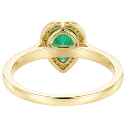 3.95 Ct Pear Shaped Green Emerald GIA With Natural Earth Mined Diamond Engagement Ring