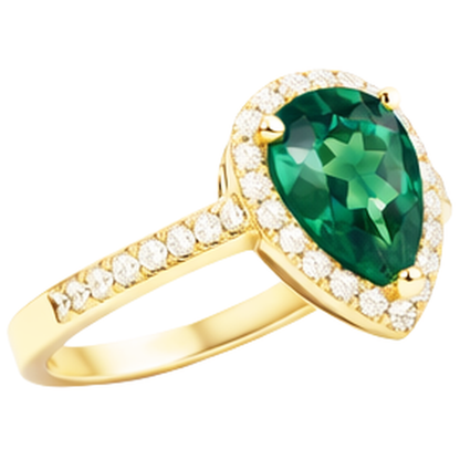 3.95 Ct Pear Shaped Green Emerald GIA With Natural Earth Mined Diamond Engagement Ring