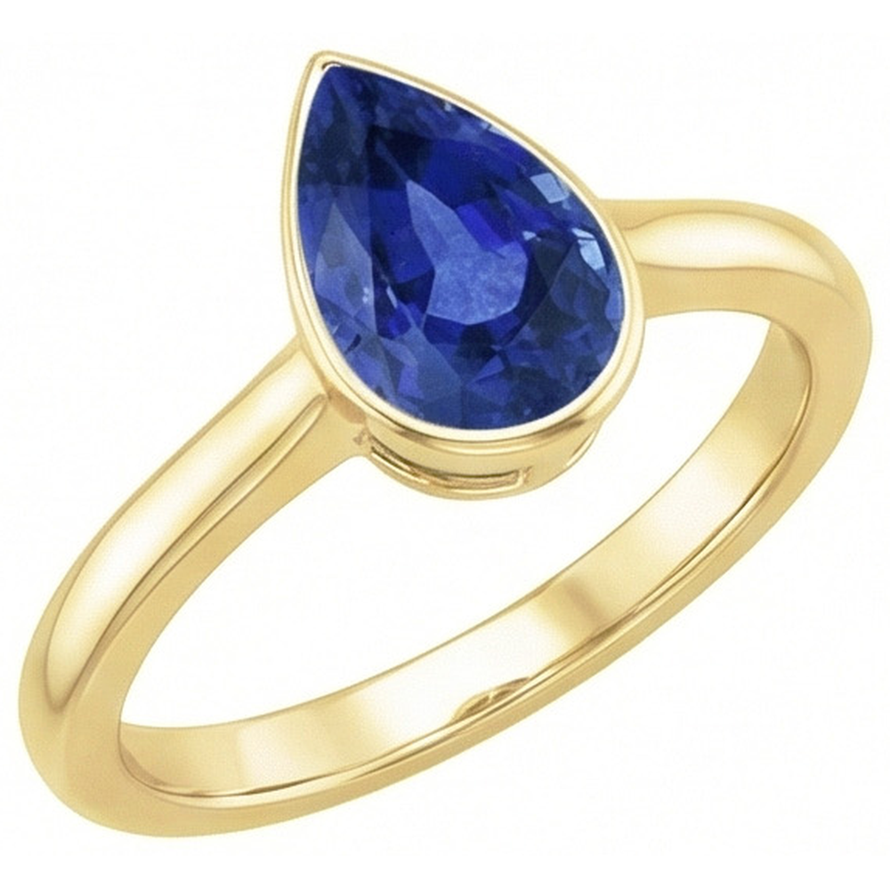 Natural Real ( Not Lab Grown )  3 Carat Bezel Set Sapphire Engagement Ring