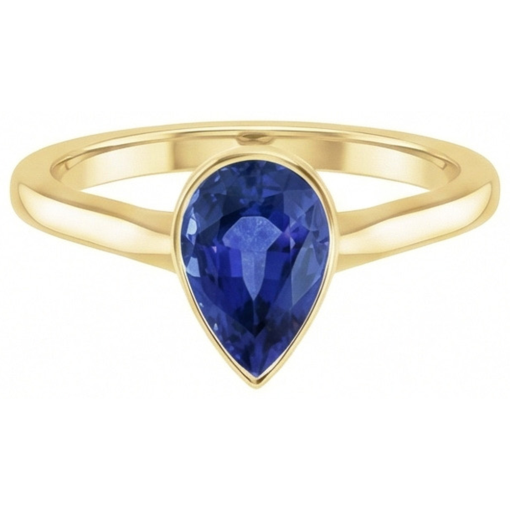 Natural Real ( Not Lab Grown )  3 Carat Bezel Set Sapphire Engagement Ring