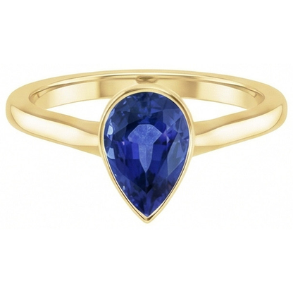 Natural Real ( Not Lab Grown )  3 Carat Bezel Set Sapphire Engagement Ring