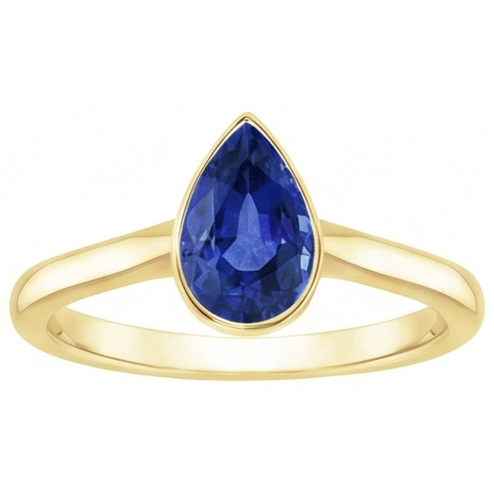 Natural Real ( Not Lab Grown )  3 Carat Bezel Set Sapphire Engagement Ring