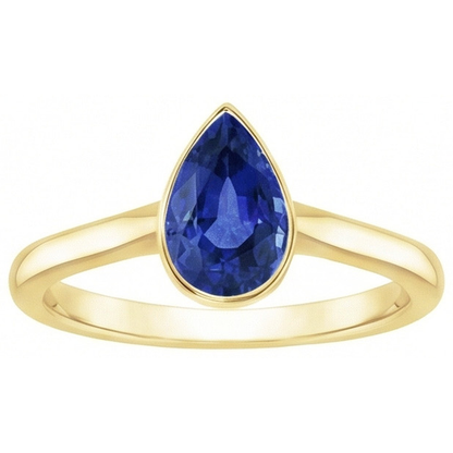 Natural Real ( Not Lab Grown )  3 Carat Bezel Set Sapphire Engagement Ring