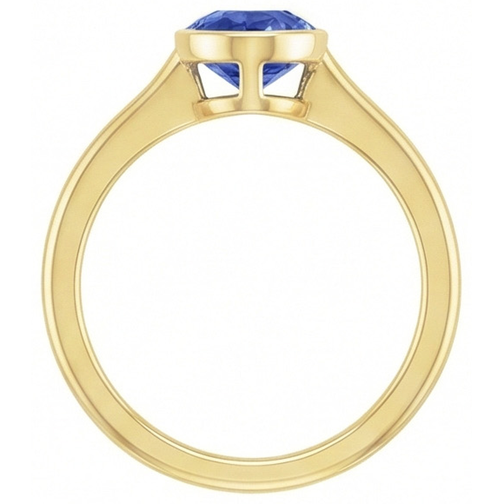 Natural Real ( Not Lab Grown )  3 Carat Bezel Set Sapphire Engagement Ring