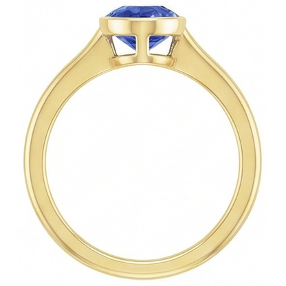 Natural Real ( Not Lab Grown )  3 Carat Bezel Set Sapphire Engagement Ring