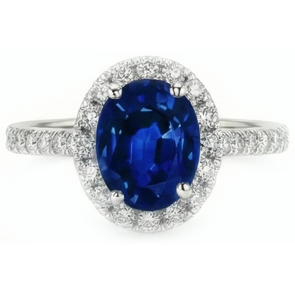 Natural Real ( Not Lab Grown )  3 Carat Blue Sapphire Halo Ring