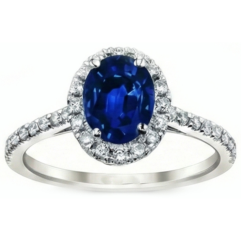 Natural Real ( Not Lab Grown )  3 Carat Blue Sapphire Halo Ring