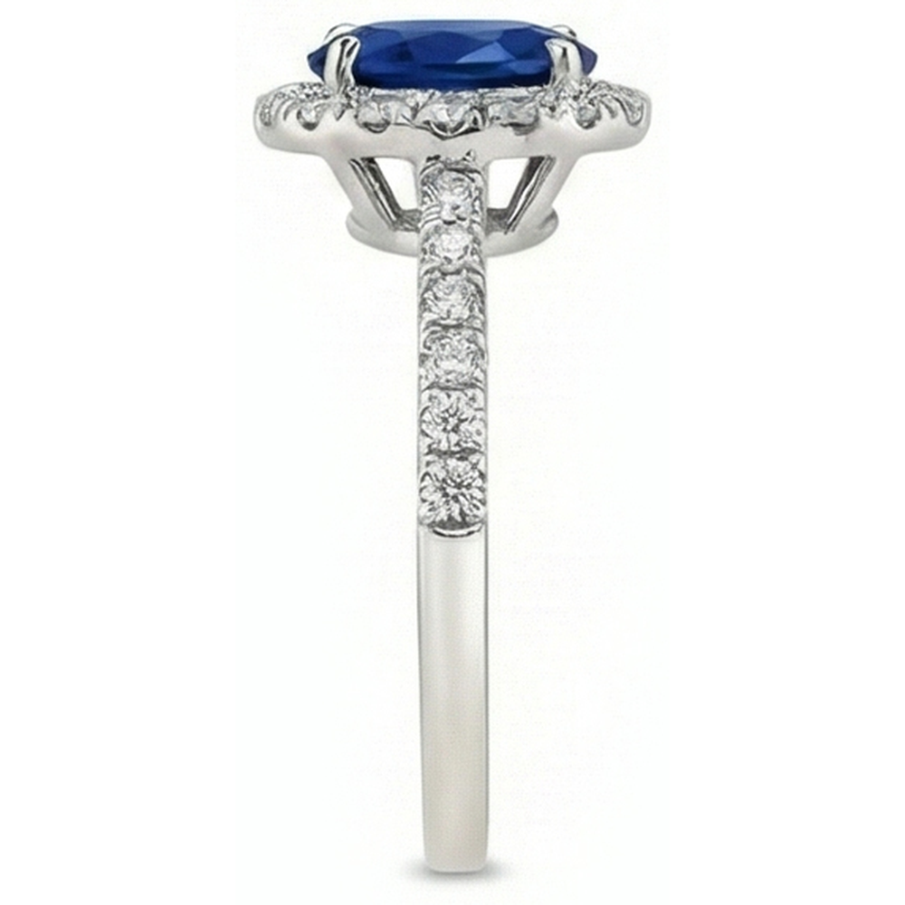 Natural Real ( Not Lab Grown )  3 Carat Blue Sapphire Halo Ring