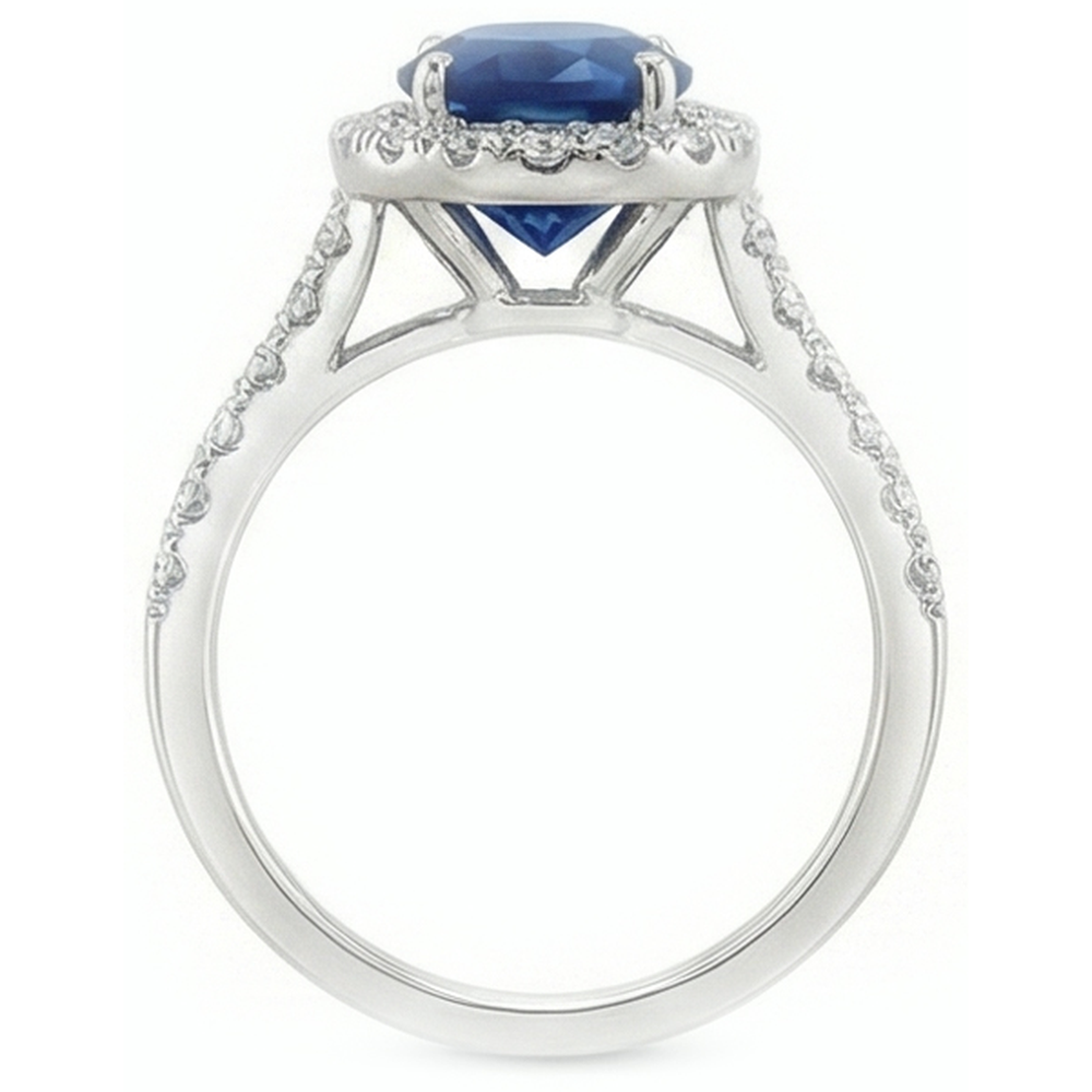 Natural Real ( Not Lab Grown )  3 Carat Blue Sapphire Halo Ring