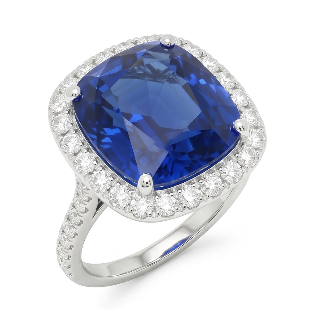 3 Carat Cushion Cut Natural Sapphire Ring