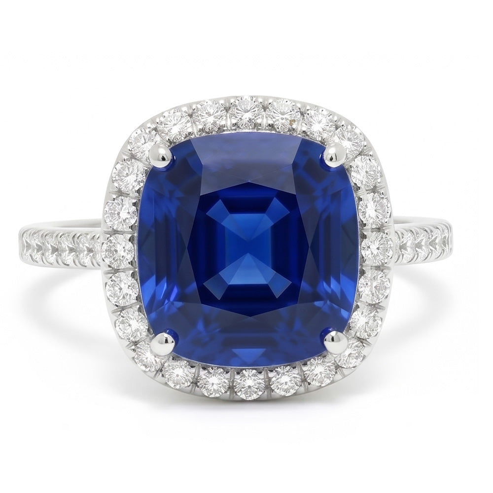 3 Carat Cushion Cut Natural Sapphire Ring