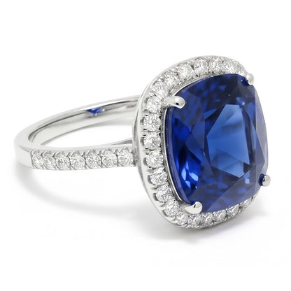 3 Carat Cushion Cut Natural Sapphire Ring