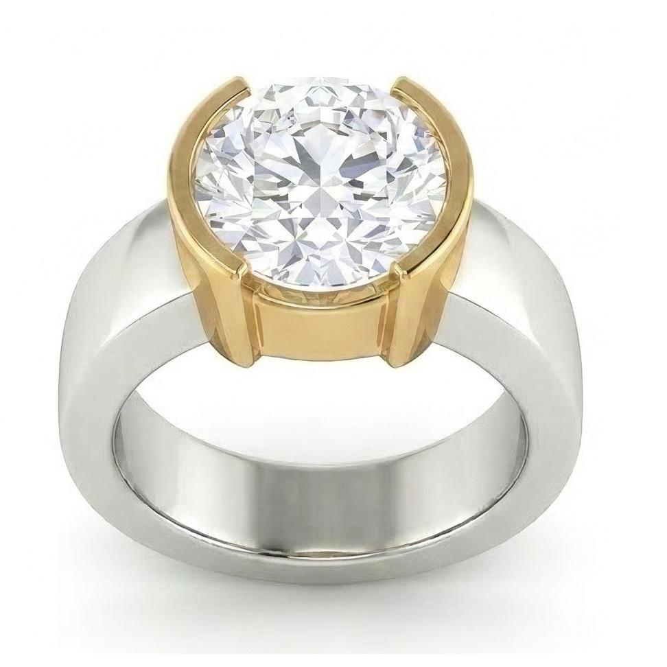 natural round diamond 3ct ring side angle