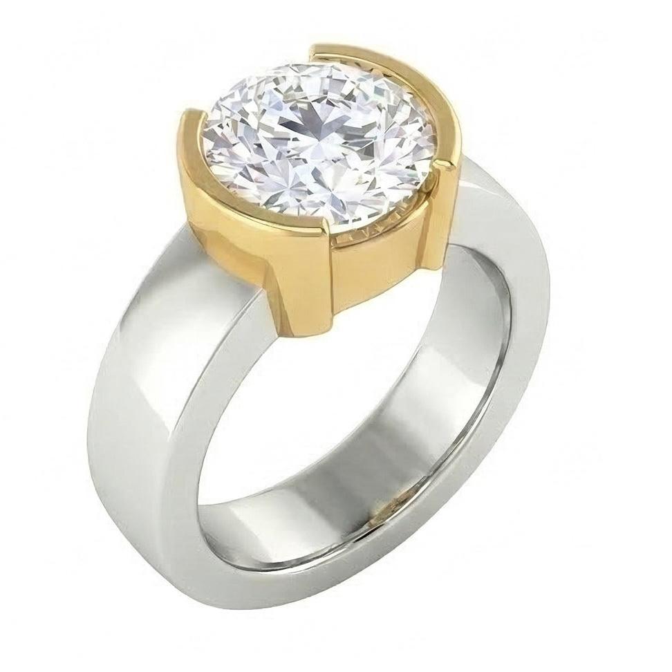 natural round diamond 3ct ring top view