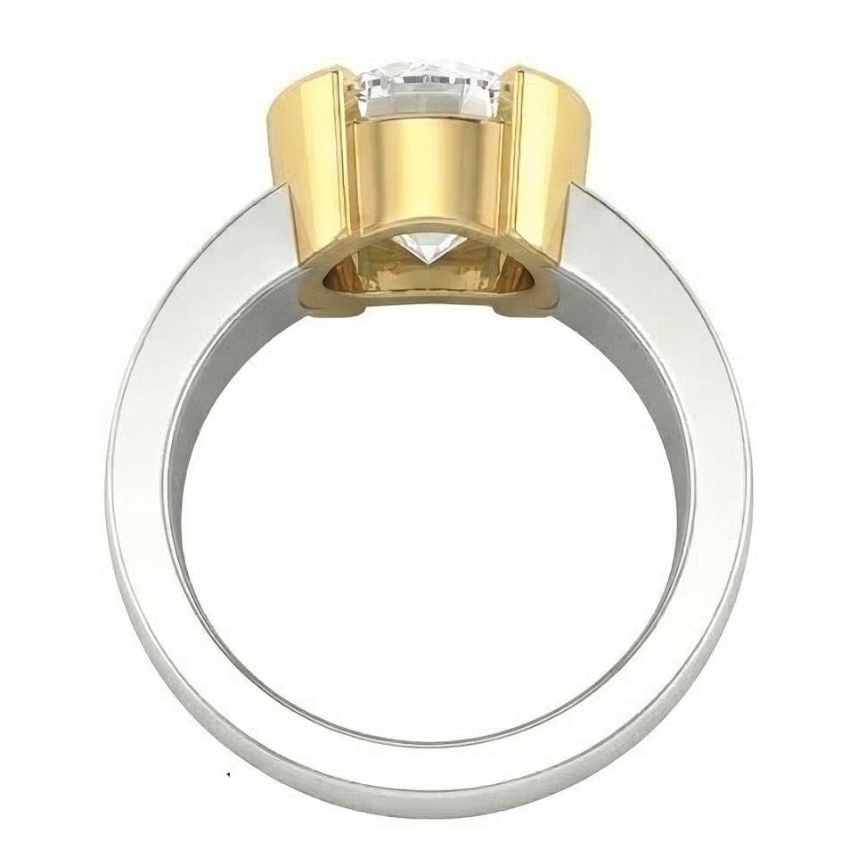 natural round diamond 3ct ring profile view